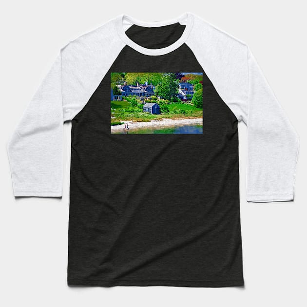 New England Beach Strolling Baseball T-Shirt by KirtTisdale